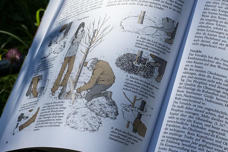 Bildbeschreibungen im Buch "Selbstversorgung aus dem Garten" von John Seymour.